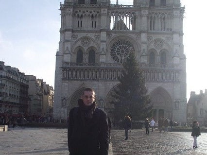 In front of the Notre Dame cathedral in Paris, France